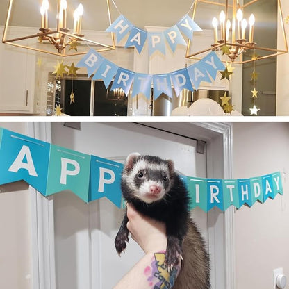 Happy Birthday Banner With Shiny Gold Letters, Swallowtail Design Hanging Signs - Image 4