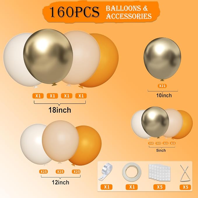 Yellow White Nude Gold Balloon Garland Arch Kit - Image 2