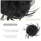 HMD Tousled Updo Messy Bun Hair Piece Hair Extension Ponytail With Elastic Rubber Band Updo Extensions Hairpiece Synthetic Hair Extensions Scrunchies Ponytail Hairpieces for Women(Natural Black 2#)