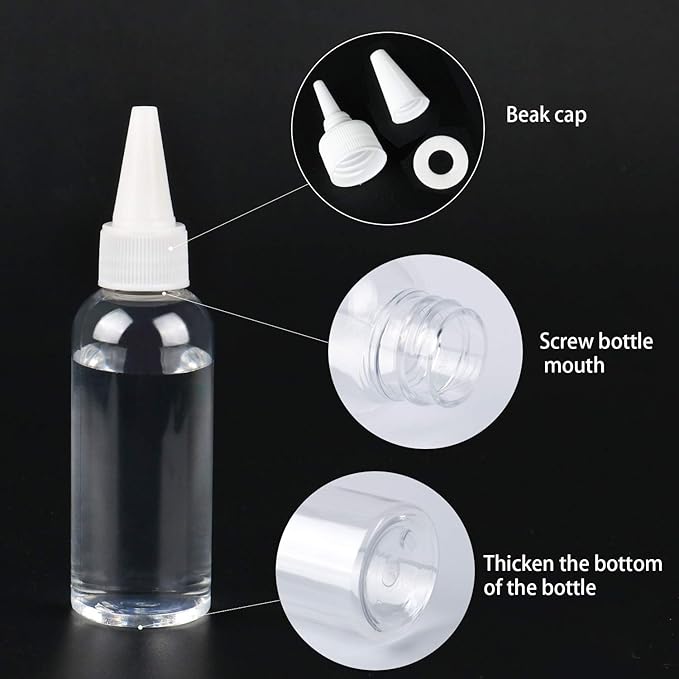 TRENDBOX 2oz / 60ml Plastic Bottle Pointed Mouth Top Cap for Essential Oils, Liquid - 6 Pack