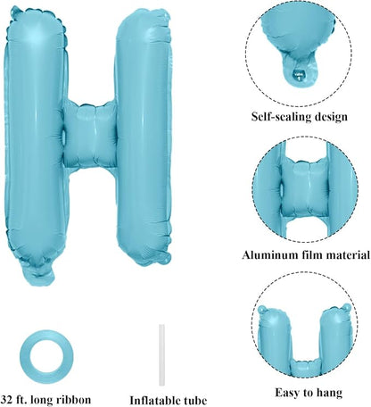 Happy Birthday Balloons Banner 16 Inch Mylar Sign | Blue Reusable Foil Letter - Image 5