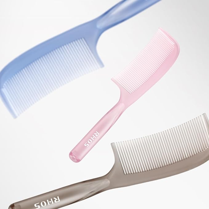 RHOS Detangler Hair Comb for Women and Men-Wide Tooth Comb for Curly,Thick,Wavy,Long Hair,Large Tooth Detangling Comb for Wet and Dry Hair-Styling Essentials Round Handle Hairdressing Comb(Blue)
