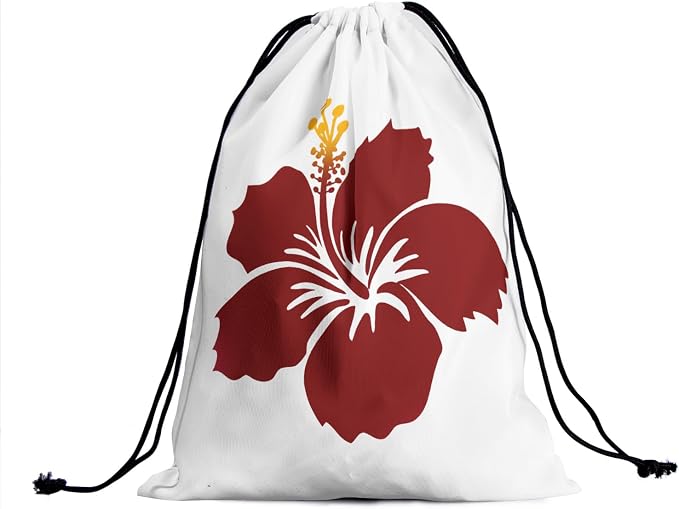 Hibiscus Flower Drawstring Grip Bags - Image 2
