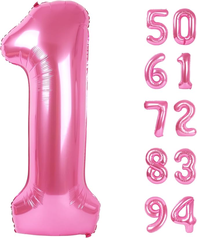 Pink 1 Balloon - Number Balloon 40 Inch, 1st Pink Birthday Decorations | Large by IWERP