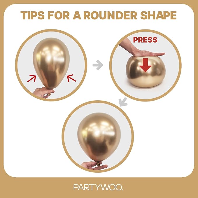PartyWoo Metallic Gold Balloons 101pcs Chrome Gold Color 12 Inch | Balloons - Image 3