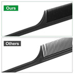4Pcs Rat Tail Combs for Women - Anti-Static Carbon Fiber Parting & Styling Tail Combs for Braids, Updos (Black, Green)