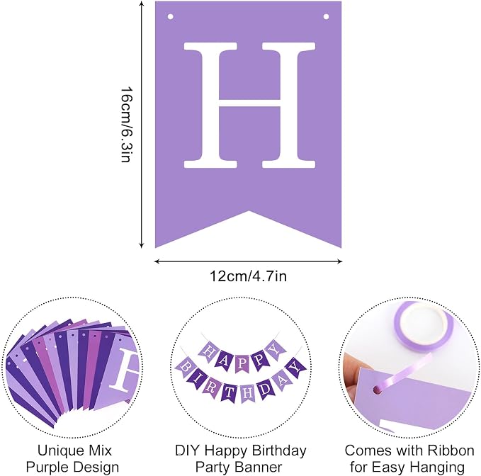 Happy Birthday Banner Sign, Birthday Garland Wall Door Banners Flag - Image 7