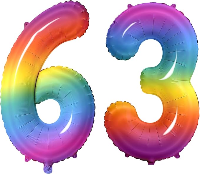 Number 63 Balloons for 63rd Birthday Party Decorations, 0-100 Large No.63 by Joycard
