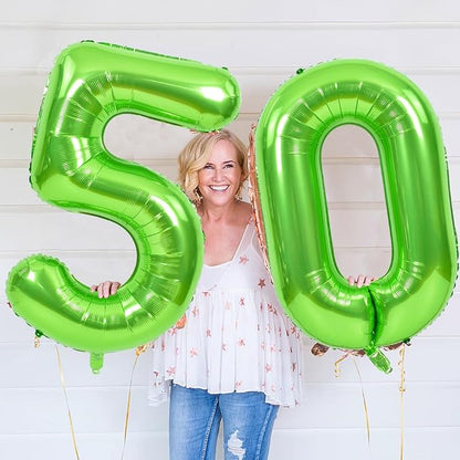 TONIFUL 40 Inch Green Number 50 Balloon Large Foil 50th Birthday Decoration | - Image 3