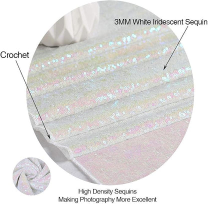 Eternal Beauty White Iridescent 3mm Sequin Backdrop 6x6 Ft - Image 7