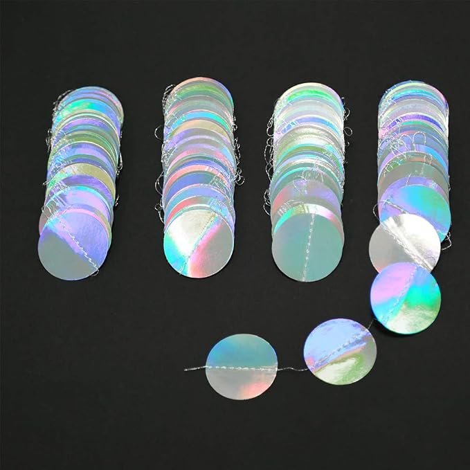 Cheerland Iridescent Party Decorations Holographic Circle Garlands Disco Theme - Image 4