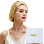 ZIMASILK 100% 22 Momme Mulberry Silk Bonnet for Sleeping Women, Breathable Silk Hair Wrap for Premium Hair Protection - Reducing Friction (1Pc, Gold)