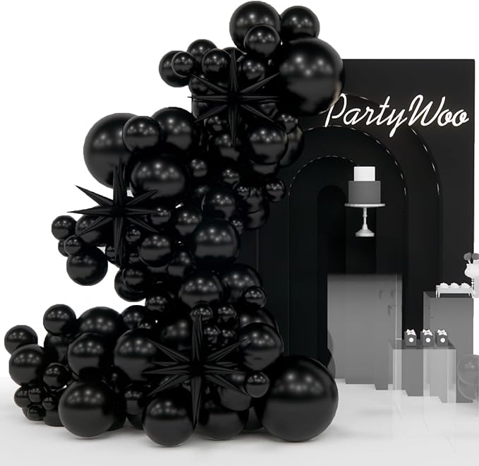 PartyWoo Black Star Spike Latex Balloon Arch Kit 110pcs Different Sizes | 18 12 by PartyWoo