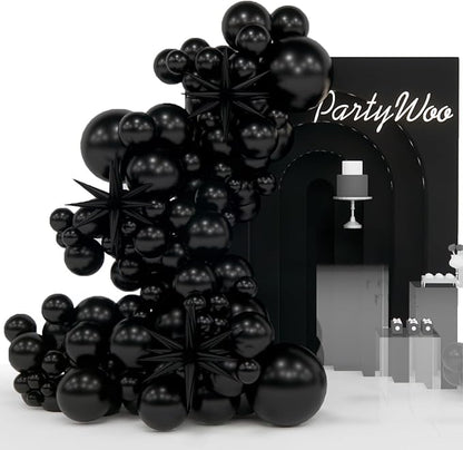 PartyWoo Black Star Spike Latex Balloon Arch Kit 110pcs Different Sizes | 18 12 by PartyWoo