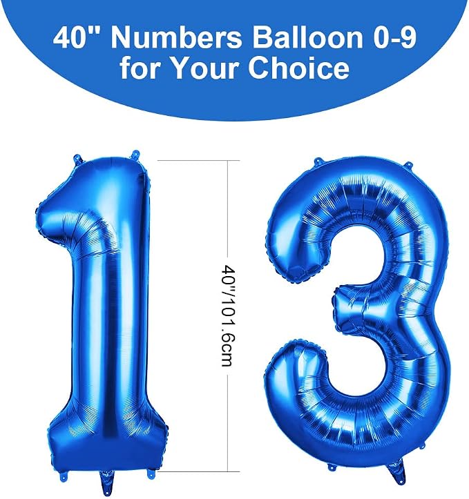 OFFCUP Helium Balloons, 40 Inches Number Balloons 13, Foil Balloons Birthday - Image 2