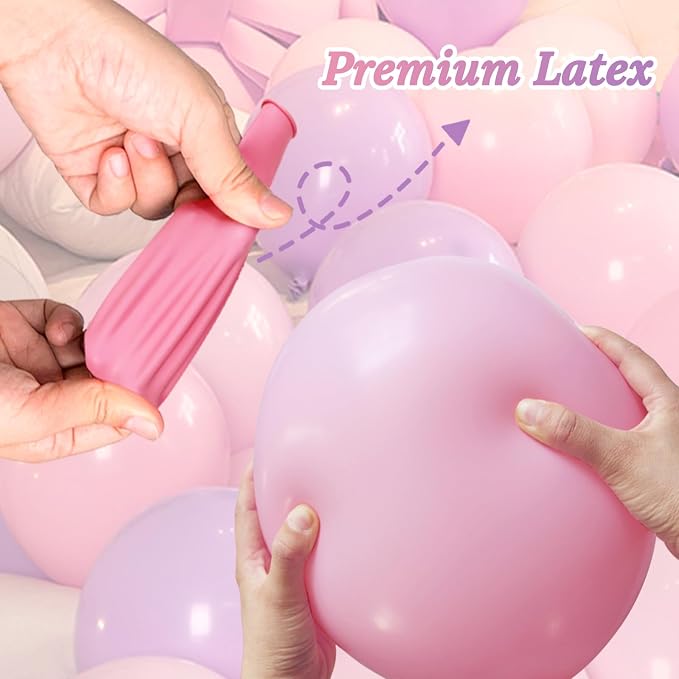 Pink and Purple Balloons 100 Pack 12 inch Light Pink Purple Latex Balloons - Image 5