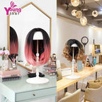 Youngther Wig Stand Adjustable Height Hat Display Portable Folding Wig Head Holders Plastic Wig Stand for Styling Wig Hair Drying Display (White)