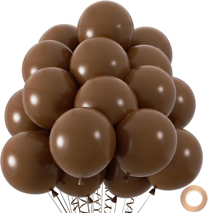 50pcs Brown Balloons, 12inch Dark Brown Latex Neutral Balloons | Balloons by ZizasAry