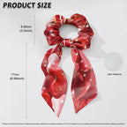 Gnomes Heart Toddler Bow Hair Ties No Damage Pack of 2 Checkered Scrunchies Hair Ties for Women Accessory Valentine's Theme Scarf Scrunchy