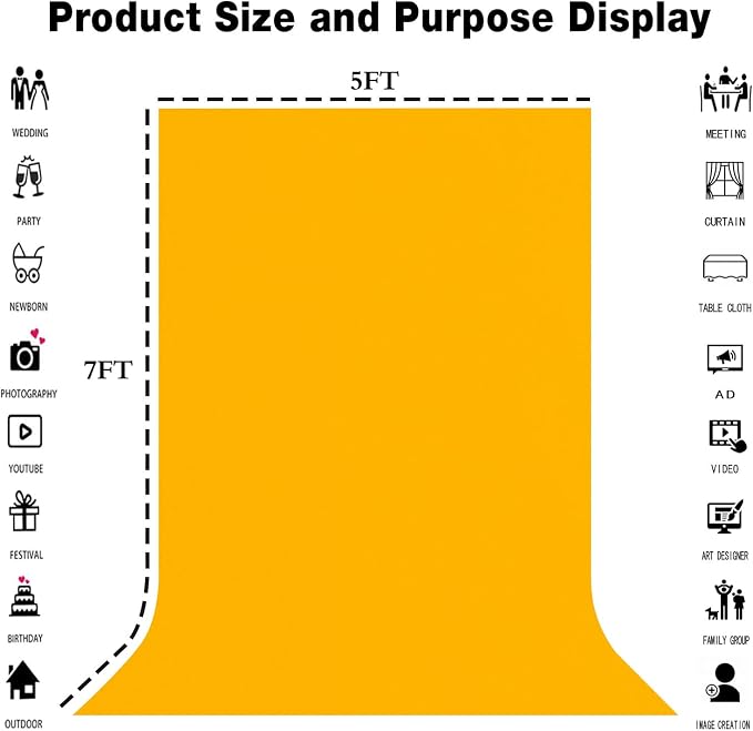 Yellow Photography Backdrop for Photoshoot, Fabric 10x20ft | Polyester Studio - Image 3
