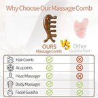Wooden Scalp Massager, Sandalwood Wide Tooth Comb, Acupressure Tool for Face and Body