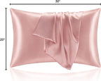 BEDELITE Satin Pillowcase for Hair and Skin, Super Soft and Cooling Similar to Silk Pillow Cases 2 Pack with Envelope Closure, Gift for Women Men(20"x30" Queen Size, Rose Pink)
