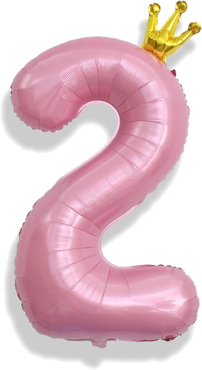 40 Inch 2nd Birthday Number Balloon, Pearl Pink Foil Giant Number Balloons 0-9 by Isndare