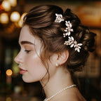 JAKAWIN Rhinestone Wedding Hair Pins Silver Bridal Crystal Hair Jewelry Accessories for Women HP130 (Rose Gold)