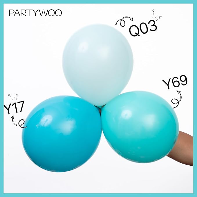 PartyWoo Teal Balloons 101pcs Turquoise Dark Teal Color 12 Inch | Balloons - Image 4