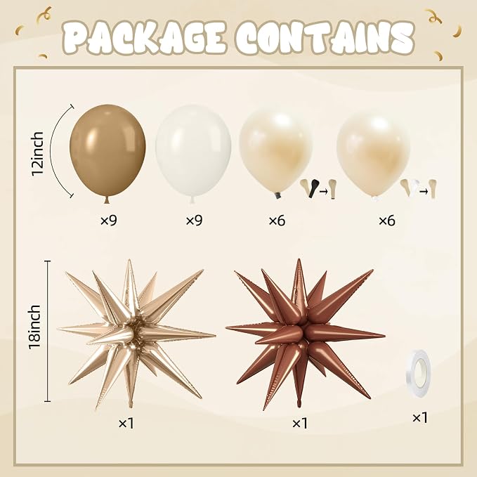 Brown Balloons, 12 Inch Double-layered Neutral Brown Nude Beige Cream Balloons - Image 2