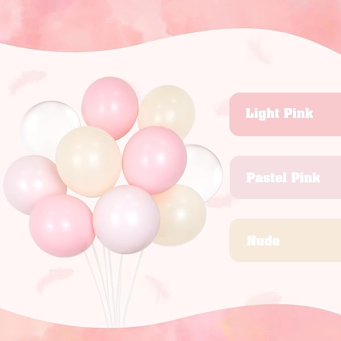 60pcs Light Pink Balloons 12inch - Image 8