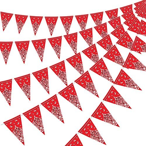 Boao 5 Pack Western Cowboy Party Decorations Bandana Pennant Banner Wild West by Boao