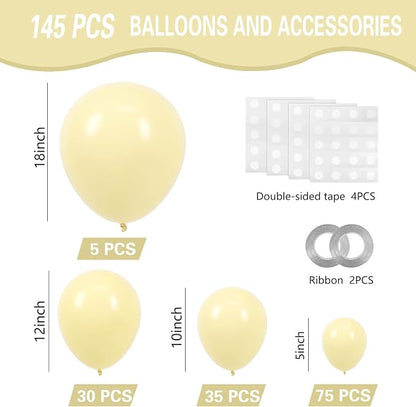 Pastel Yellow Balloons 145pcs Different Sizes 18 12 10 5 Inches Light Yellow - Image 2