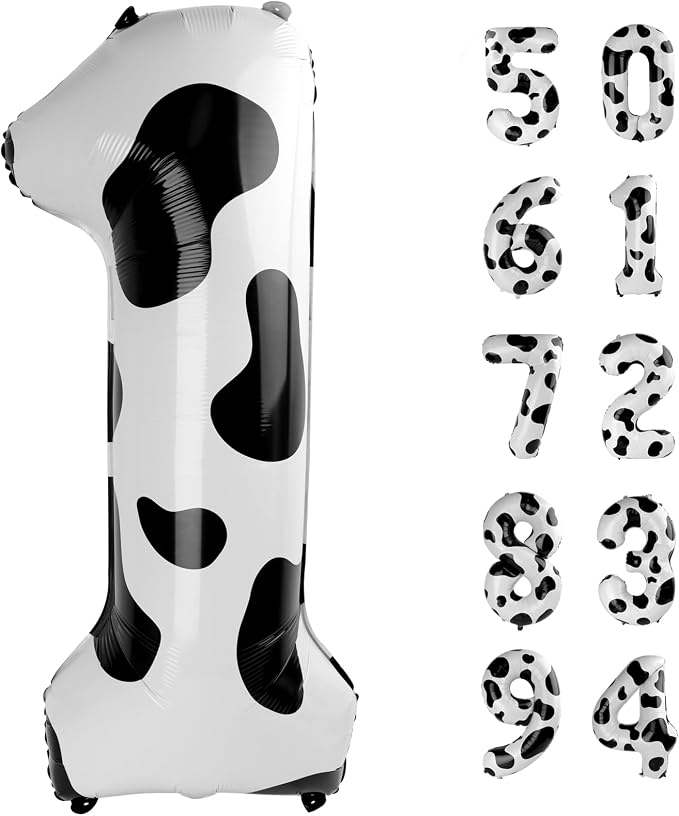 IWERP Cow Print 40 Inch 1st Number Balloon, Unisex Birthday Decorations by IWERP