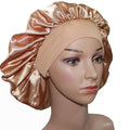 VEYRNEIC Hair Satin Bonnet for Sleeping Shower Caps Silk Chemo Caps with Wide Elastic Band Night Sleep Cap Bonnets for Black Women Braids with Satin Storage Bag (Gold)