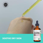 Kate Blanc Cosmetics Organic Jojoba Oil for Hair, Skin & Face (2oz, 100% Pure, Cold Pressed, Natural). Gua Sha Oil for Face & Dermaplaning