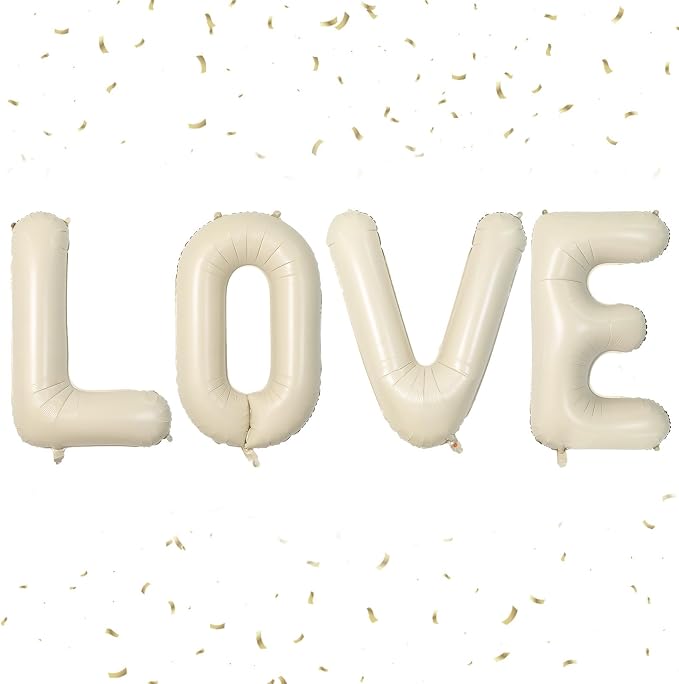 Biapian 40 Inch Love Letter Balloons, Cream Foil Balloons Big LOVE Balloons by BIAPIAN