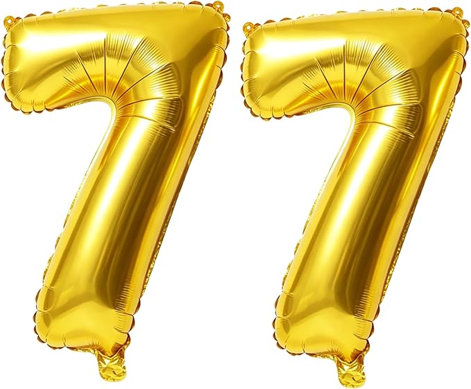 40 Inch Number 77 Balloons for 77th Birthday Party Decorations, 0-100 Gold by FOBELEC