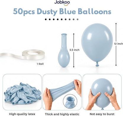 Jobkoo Dusty Blue Balloons 12 Inch - Image 2