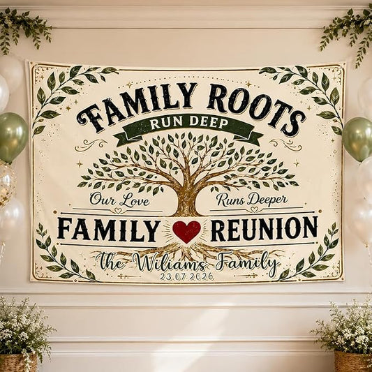 Personalized Family Reunion Banner Family Roots Design Custom by VIRAGIL