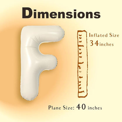SUWEN 40 Inch Cream Large F Letter Balloons Big Foil Helium A-Z | Jumbo Mylar - Image 5