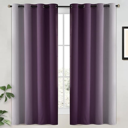 Yakamok 100% Blackout Curtains Ombre Purple Curtains - Image 2