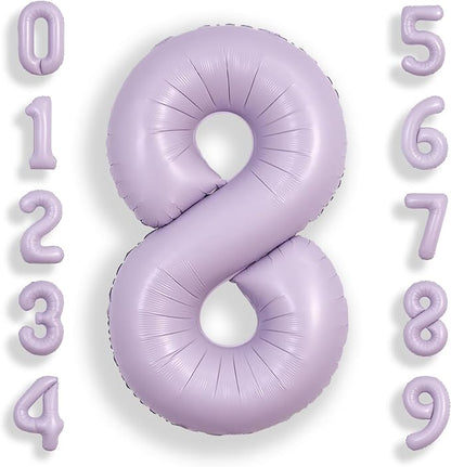 SUWEN 40 Inch Light Purple Lavender Big 8 Balloon Number Foil Helium 0-9 | 8th by SUWEN