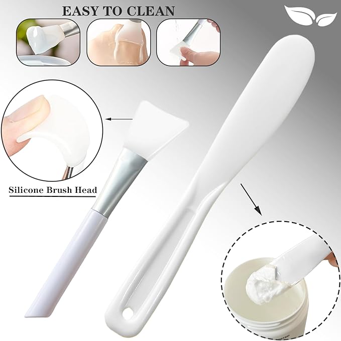 7Pcs Silicone Facial Mask Bowl DIY Face Mask Mixing Bowl for Home Salon Spa Face Skin Applicator Bowl, White
