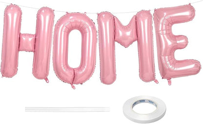 Pink HOME Balloons, 40 Inch HOME Letter Balloons Pink Home Balloon Banner by BBPOOL
