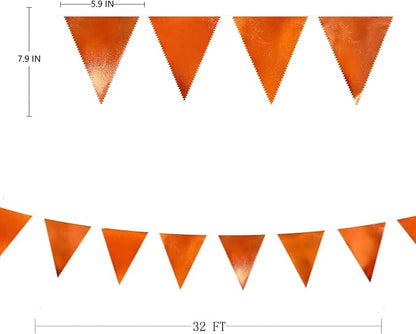 Orange Party Decorations Metallic Fabric Triangle Pennant Banner Flag Bunting - Image 2