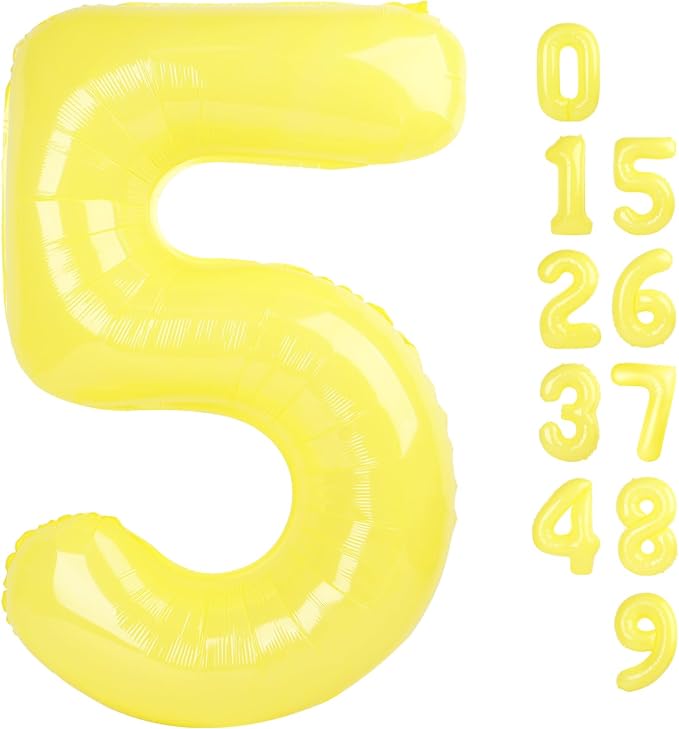 5 Balloon Number 40 Inch Yellow Balloons by Mluchee