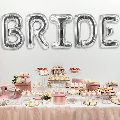 40 Inch Bride Balloons Silver Bridal Shower Balloon Bachelorette Balloons - Image 4