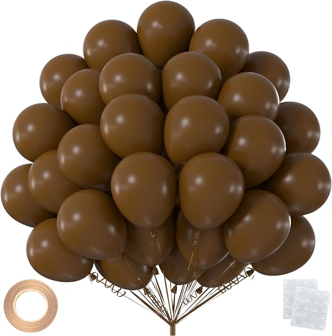 50pcs 12 Inch Retro Dark Brown Latex Balloons | Boho Coffee Neutral Balloons by OWPFJG