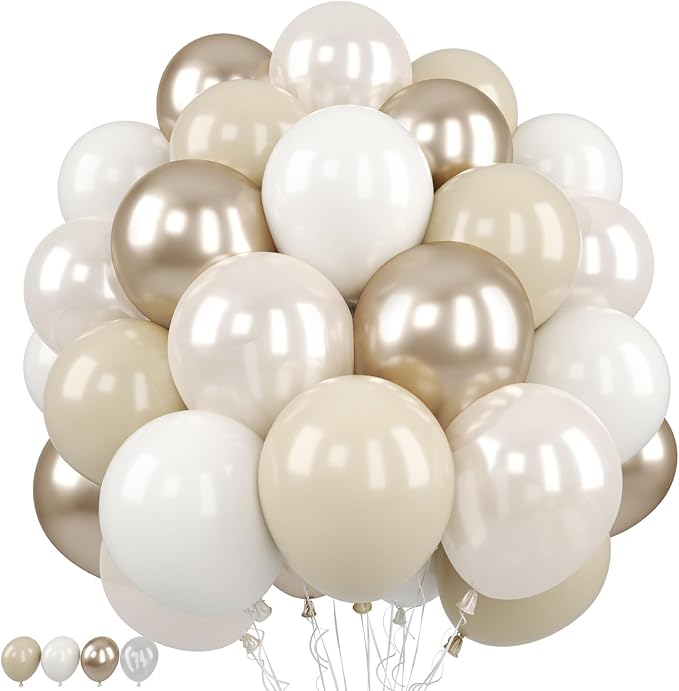 Beige White Pearl Balloons by BIAPIAN